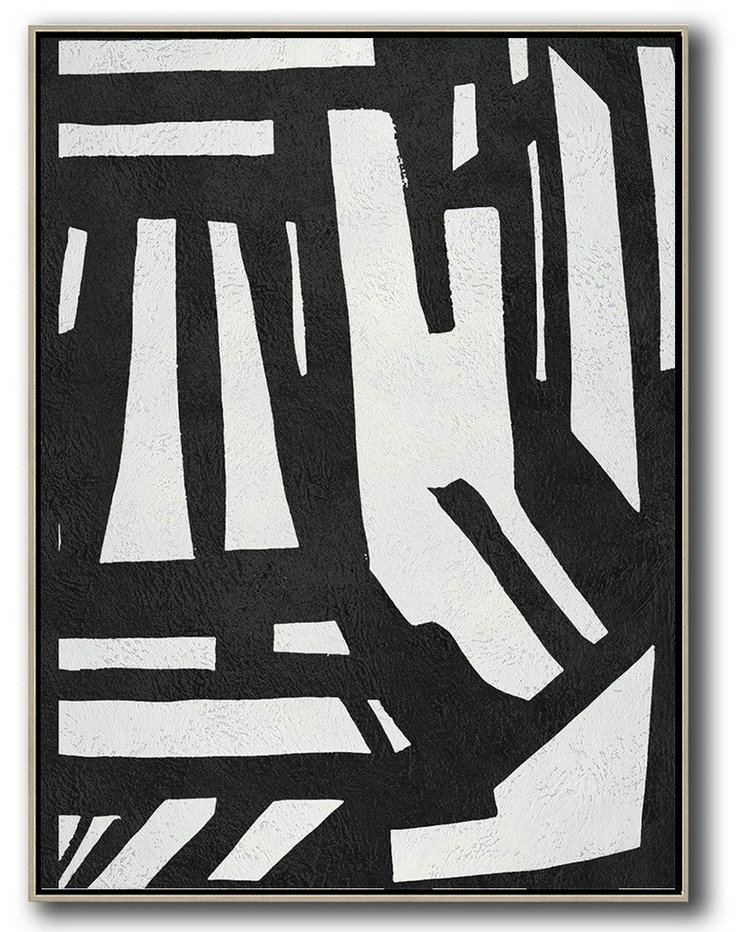 Abstract Painting Modern Art,Black And White Minimal Painting On Canvas - Home Decor Canvas